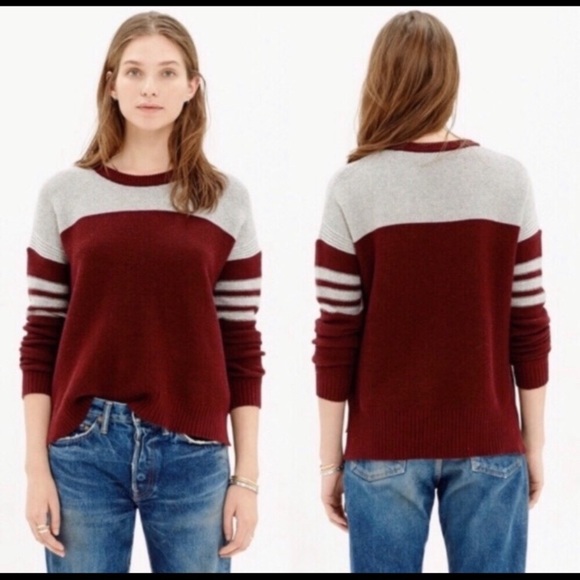 Madewell Sweaters - Madewell Varsity Burgundy and Gray Sweater